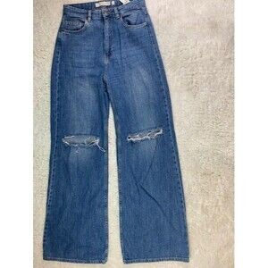 Subdued Size 29 Womens Jeans Super Wide Leg Distress Med Wash